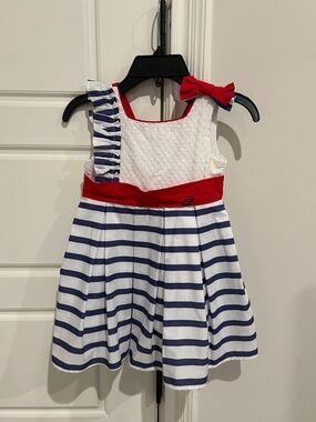NWOT Nautical Striped Red, White & Blue Girls Dress